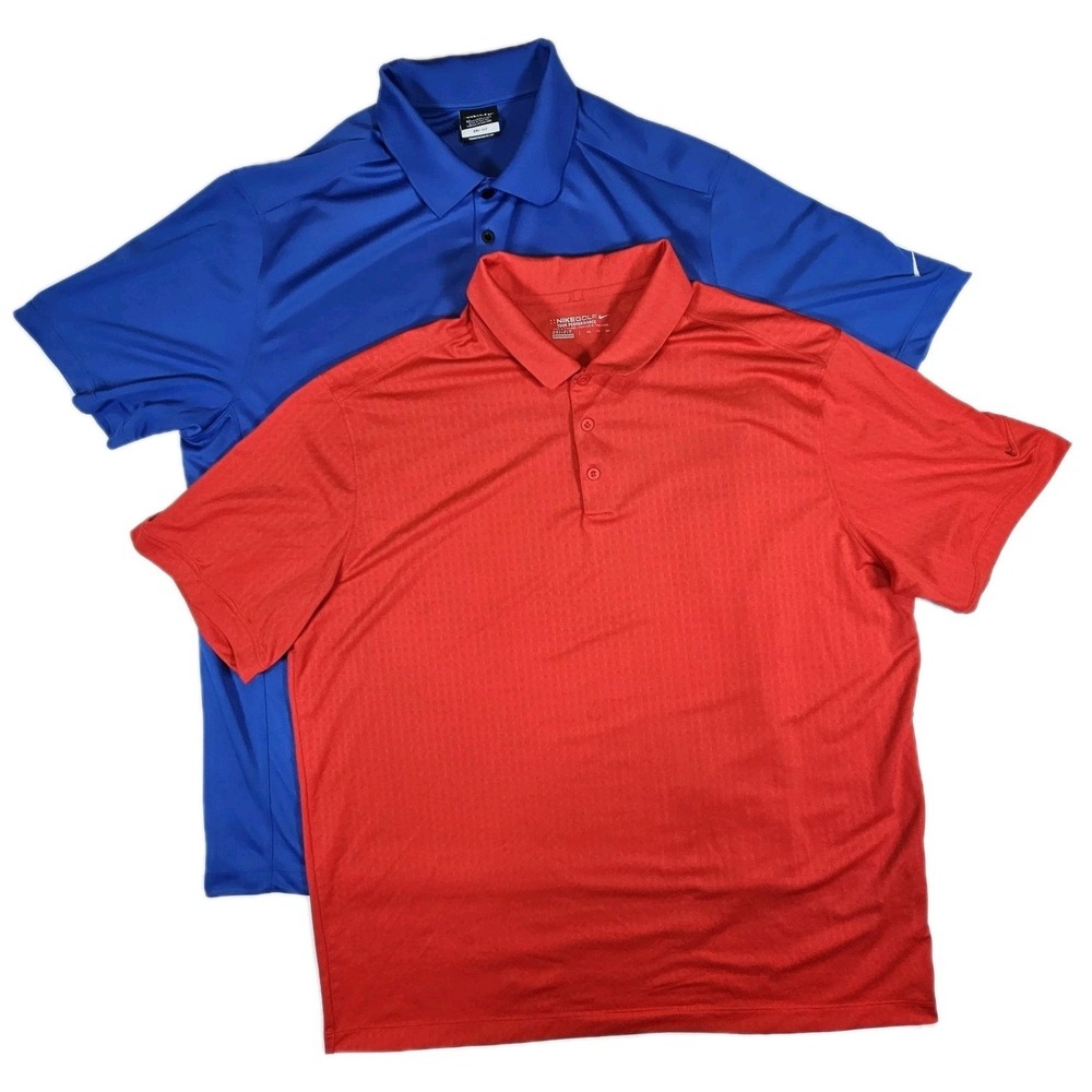 Nike Golf Polo Shirts Men's Lot Of 2  Blue & Red Short Sleeve -2XL Dri Fit